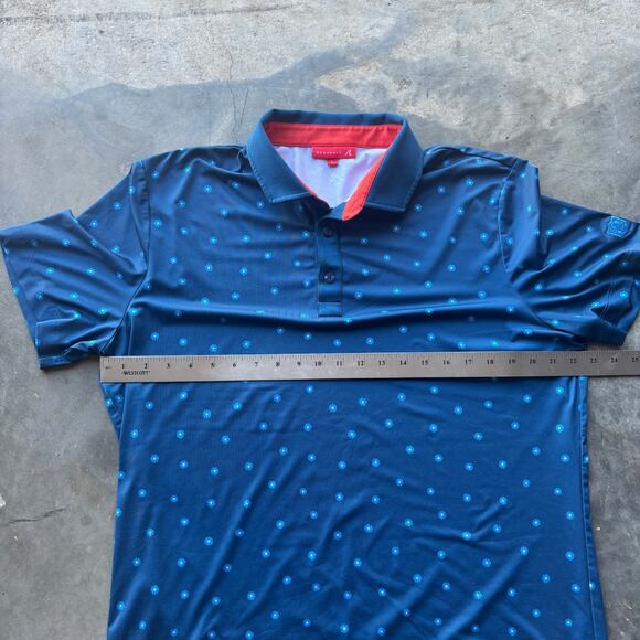 Redvanly Junian Golf Polo Shirt Mens L Admiral Blue Floral PurePoly Short Sleeve - Picture 8 of 14